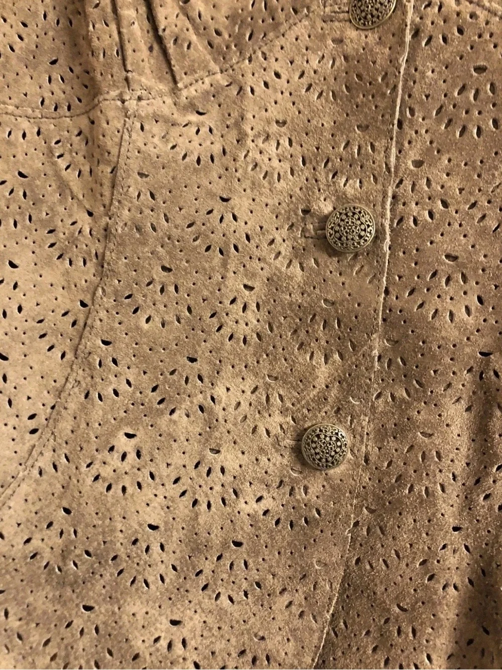 Coldwater Creek Brown Scalloped Suede Blazer